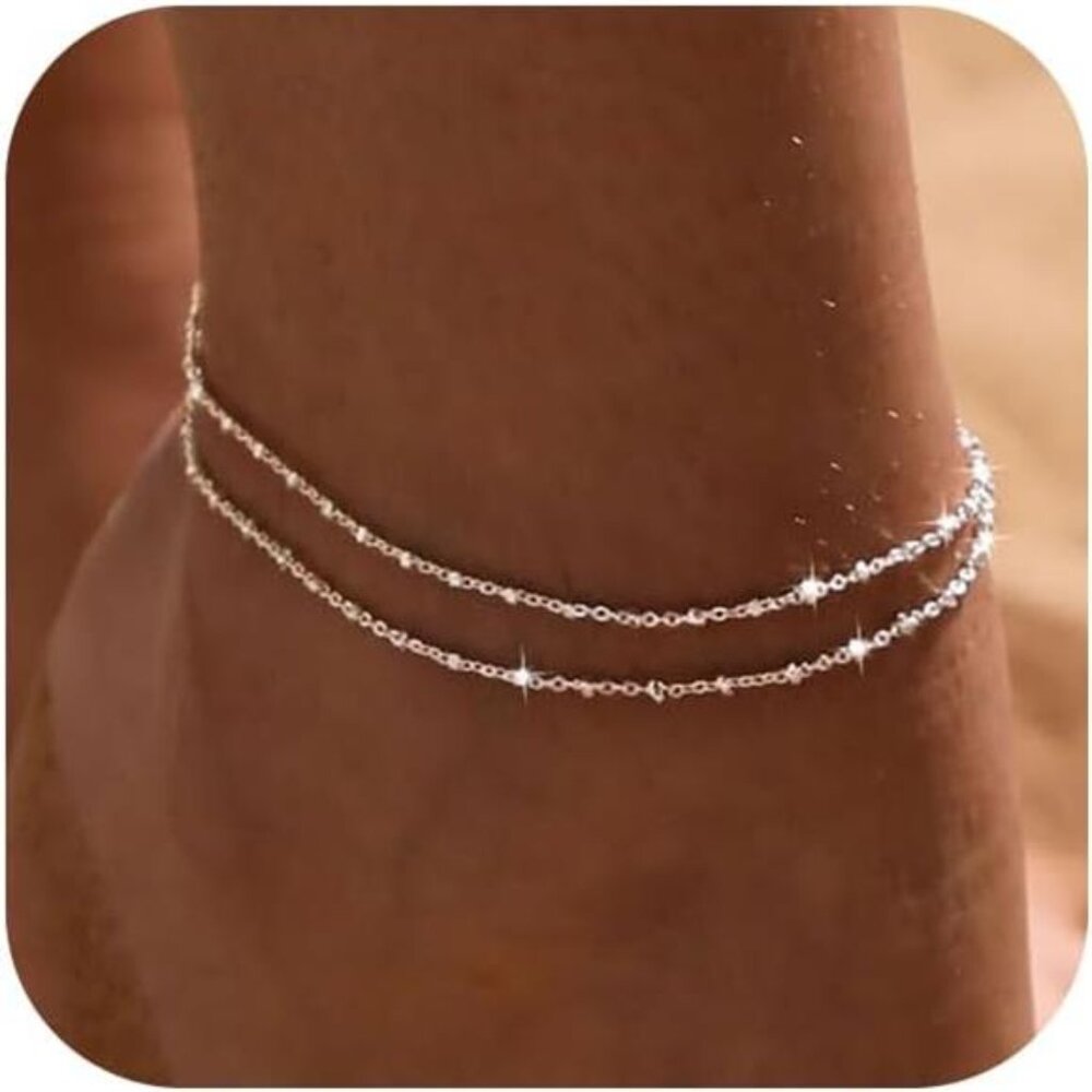 Anklet for Women 14K Real Gold Silver Plated Ankle Bracelets Trendy